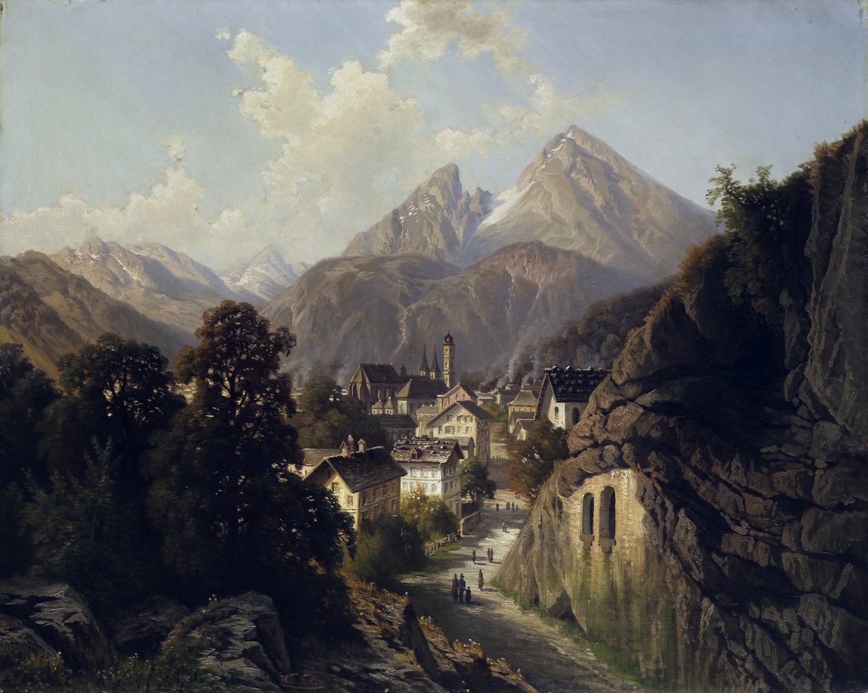 Utsikt över Berchtesgaden av Theodor Nocken