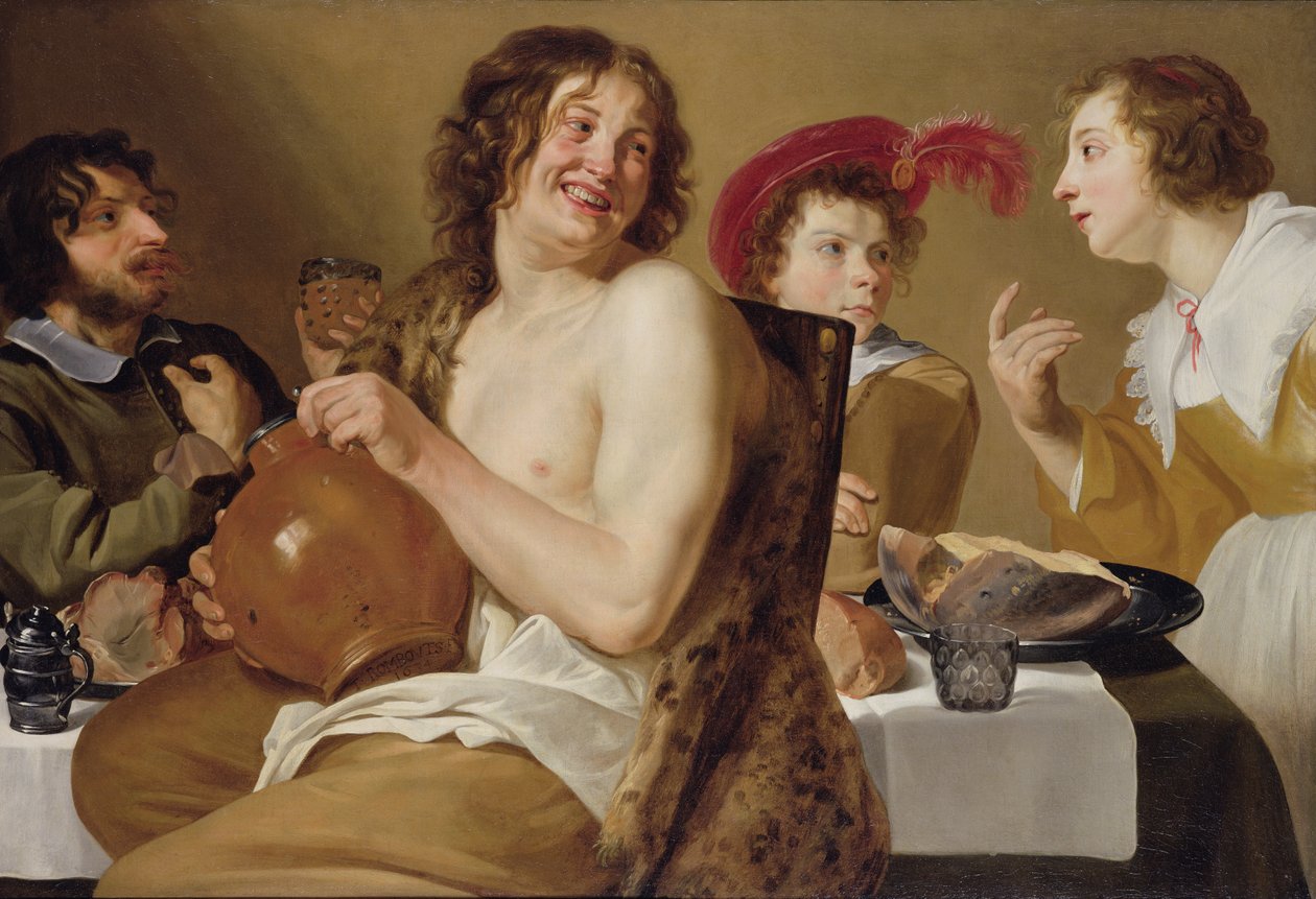 Figurer som äter och dricker runt ett bord, 1634 av Theodor Rombouts