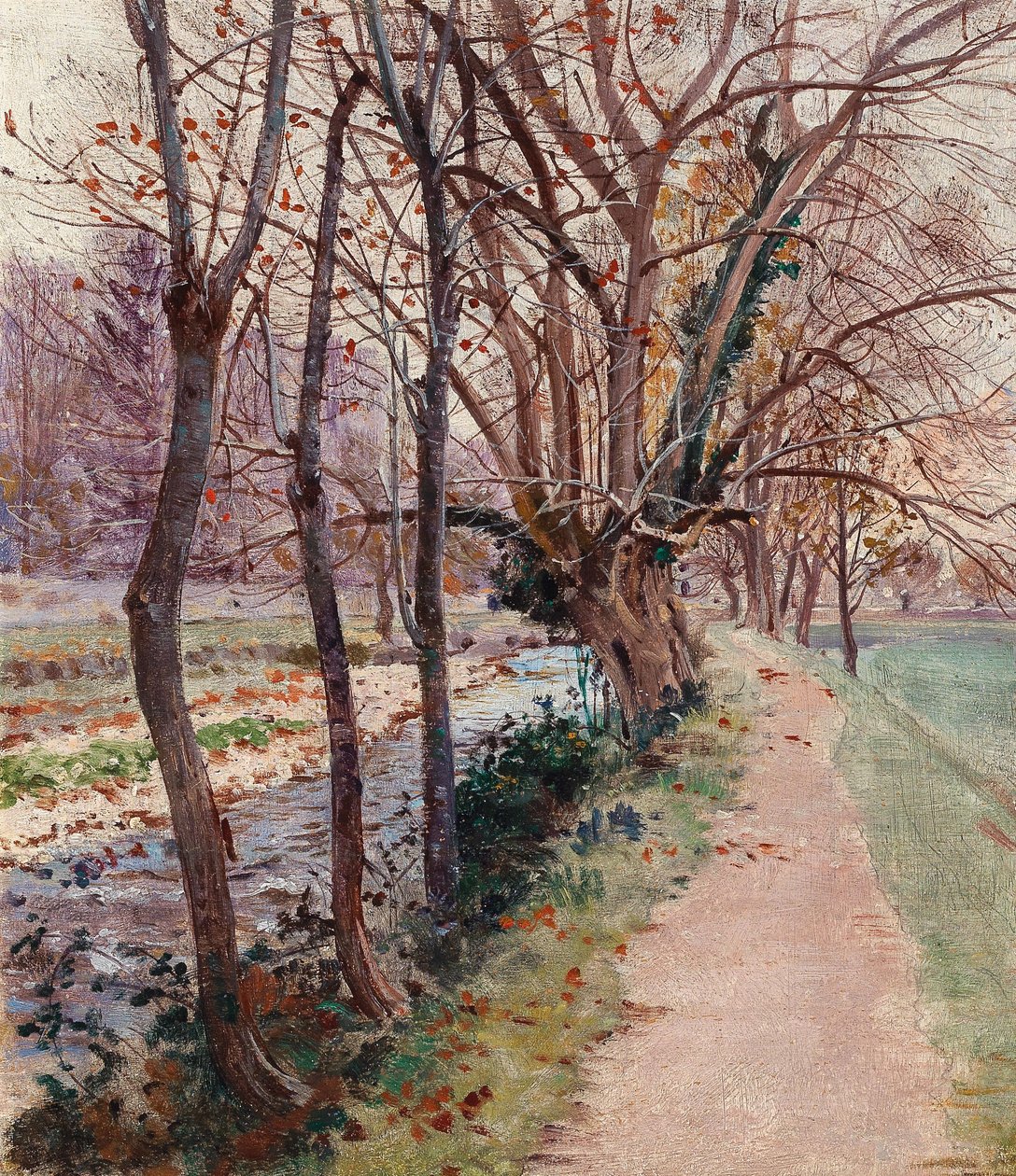  Allee am BachAvenue of Trees by a Streamn av Theodor von Hormann