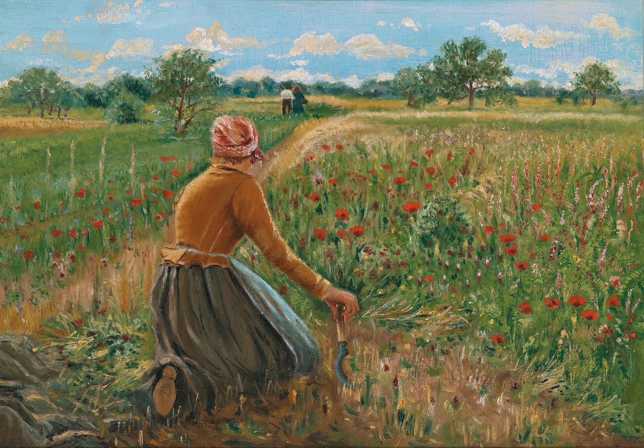 Knänande bondekvinna med skäran av Theodor von Hormann