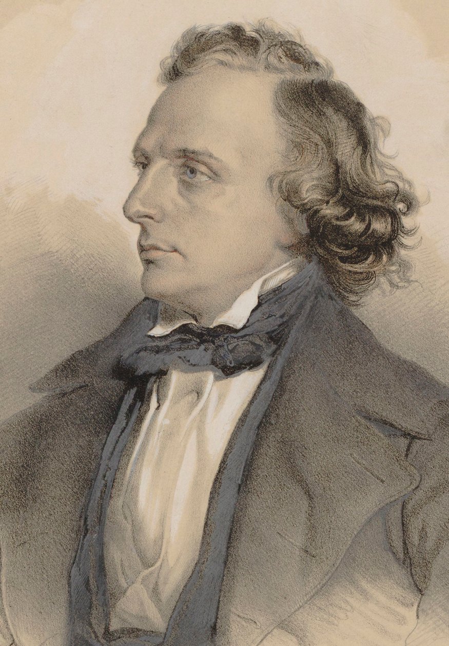 Porträtt av pianisten och kompositören Henry Litolff 1818-1891, 1849. av Theodor Brüggemann