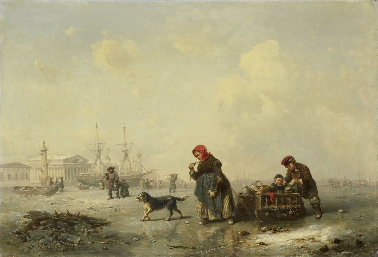 The Newa i St Petersburg (Leningrad) på vintern av Theodor Hildebrandt