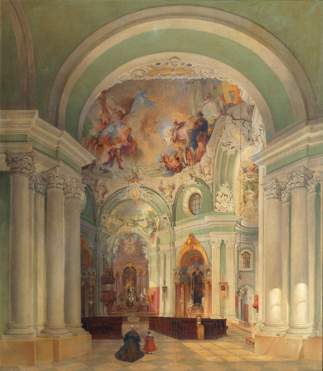 Interiören av Piaristkyrkan i Wien av Theodor Jachimowicz