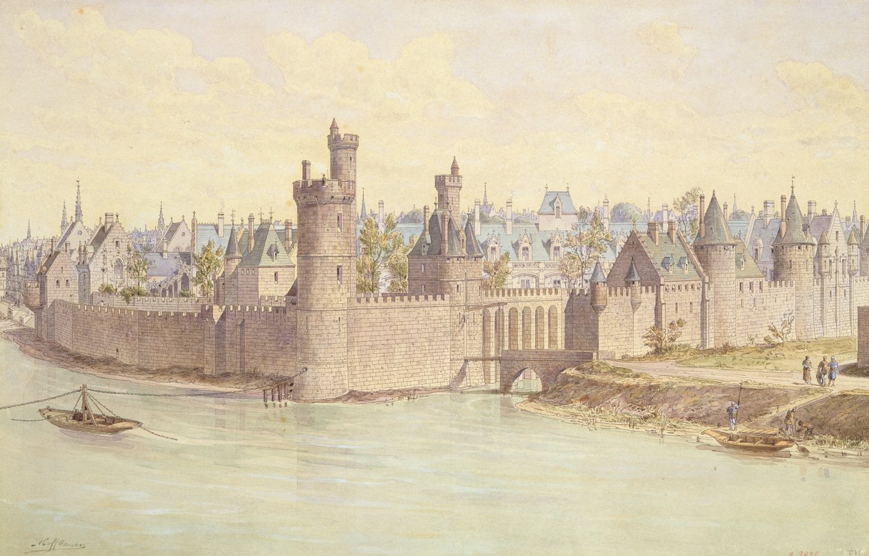 Tour de Nesles (penna, bläck och wc på papper) av Theodor Josef Hubert Hoffbauer