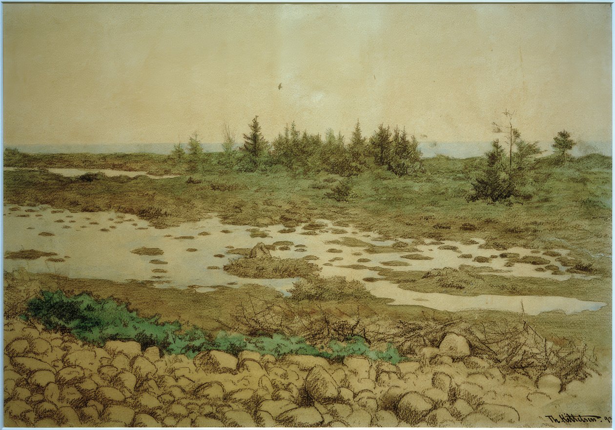 Rullande stenar, vatten och buskar av Theodor Kittelsen