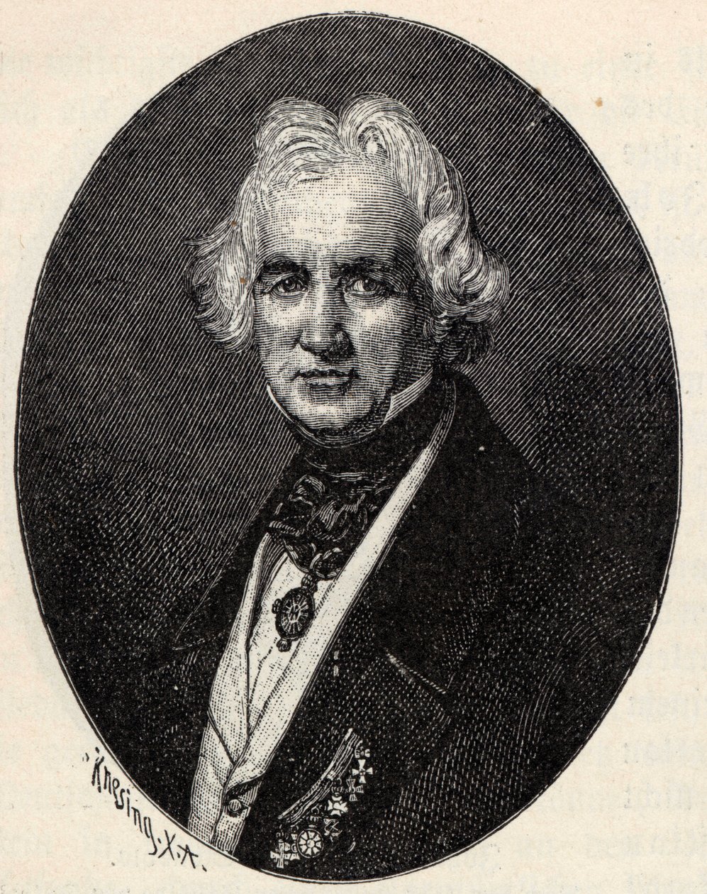 Porträtt av skulptören Christian Daniel Rauch 1777-1857. av Theodor Knesing