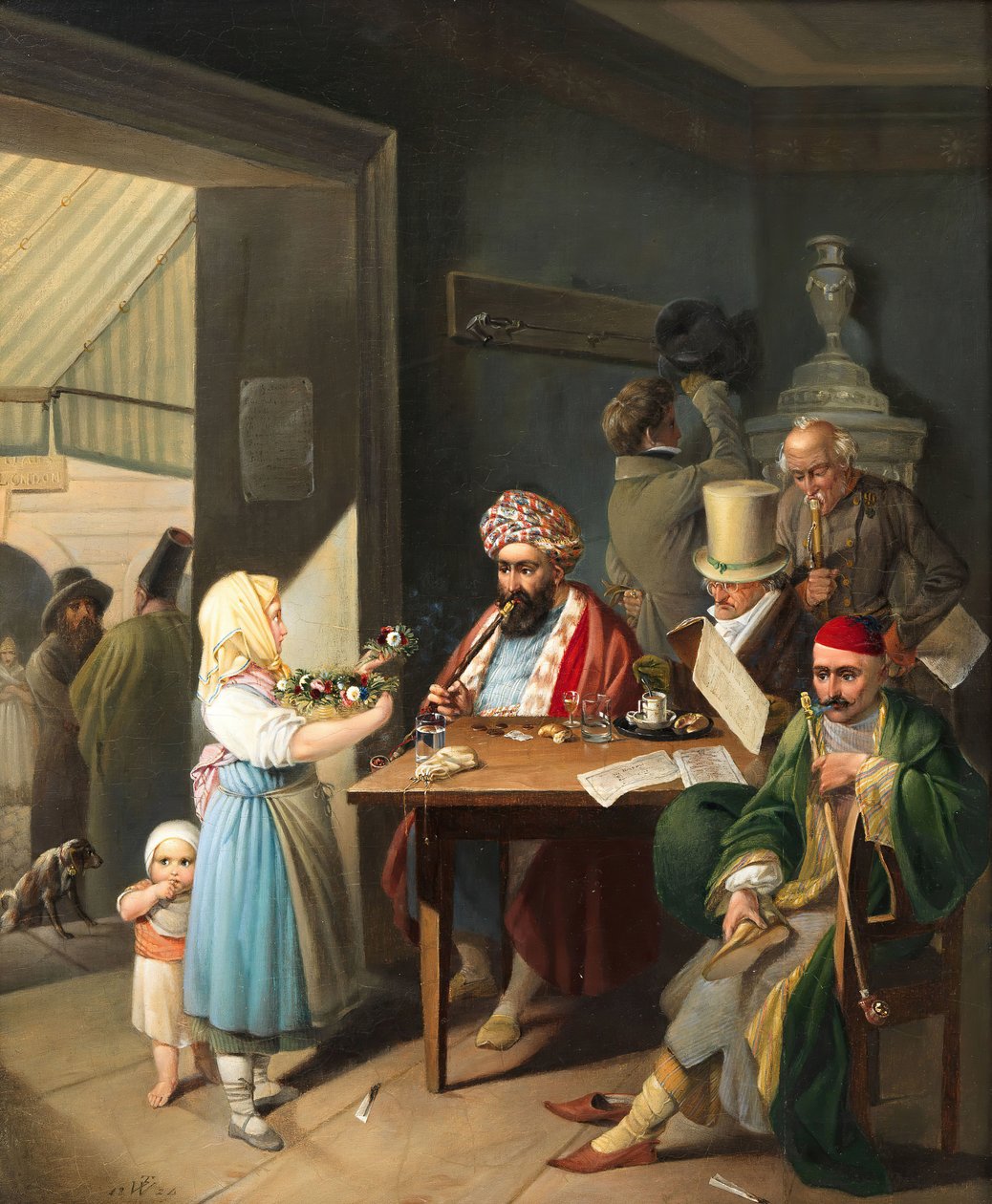 Greker och turkar i ett wienskt kafé, 1824. av Theodor Leopold Weller