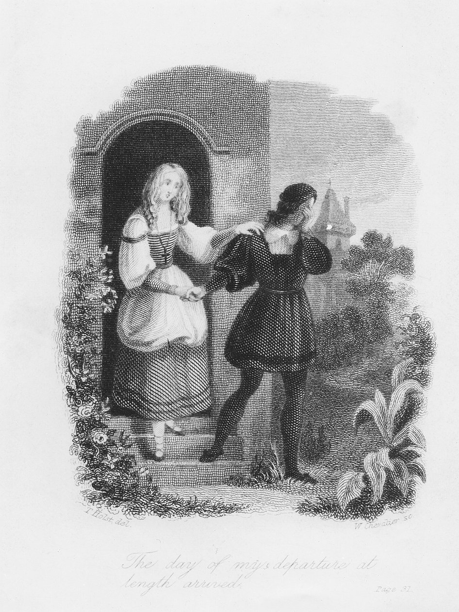 Min avgångsdag har kommit, frontispice från Frankenstein av Mary Shelley (1797-1851), graverad av William Chevalier (1804-66). av Theodor M. von Holst