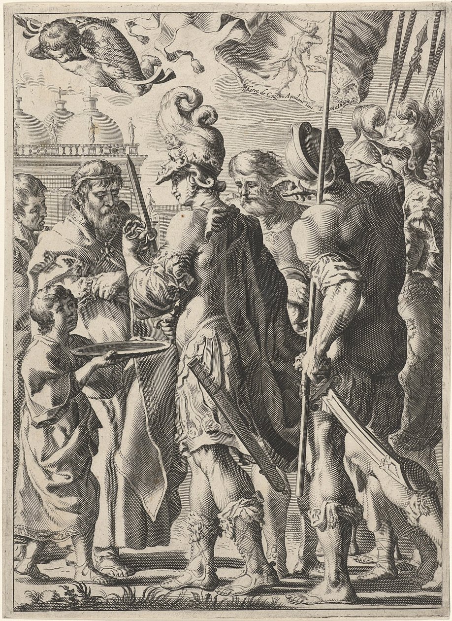 Alexander den store skär den gordiska knuten, 1600-talet av Theodor Matham