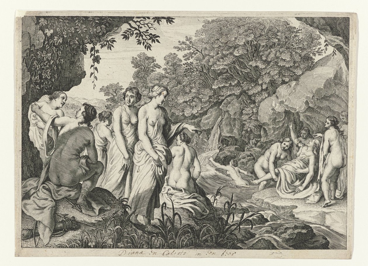Diana upptäcker Callistos graviditet Metamorphoses of Ovid (serietitel) av Theodor Matham