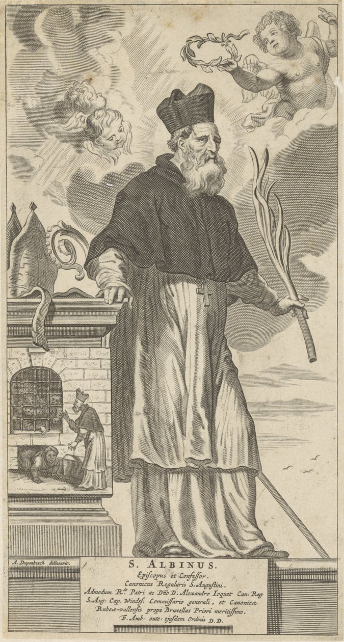 H. Albinus van Angers St Albinus. Biskop och biktfader (titel på objekt) av Theodor Matham
