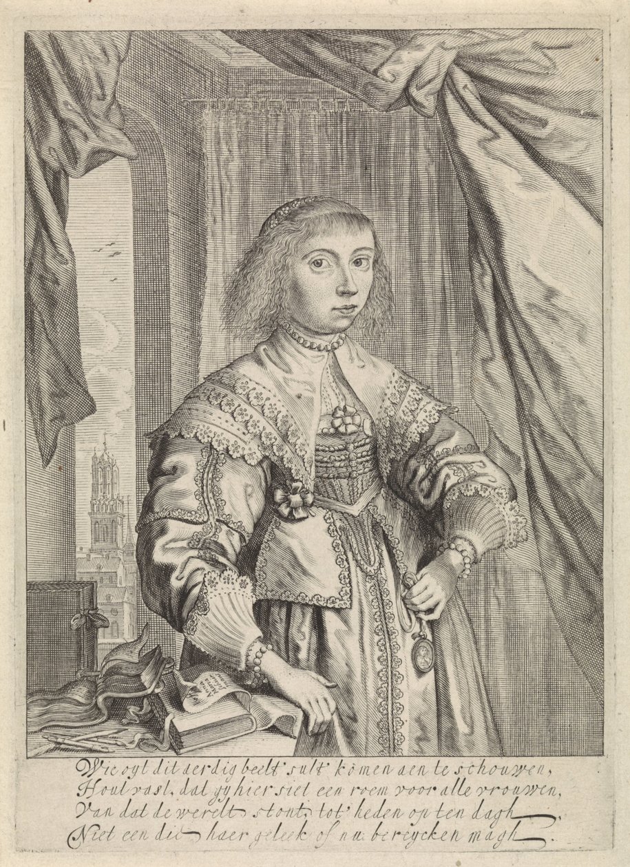 Porträtt av Anna Maria van Schurman av Theodor Matham