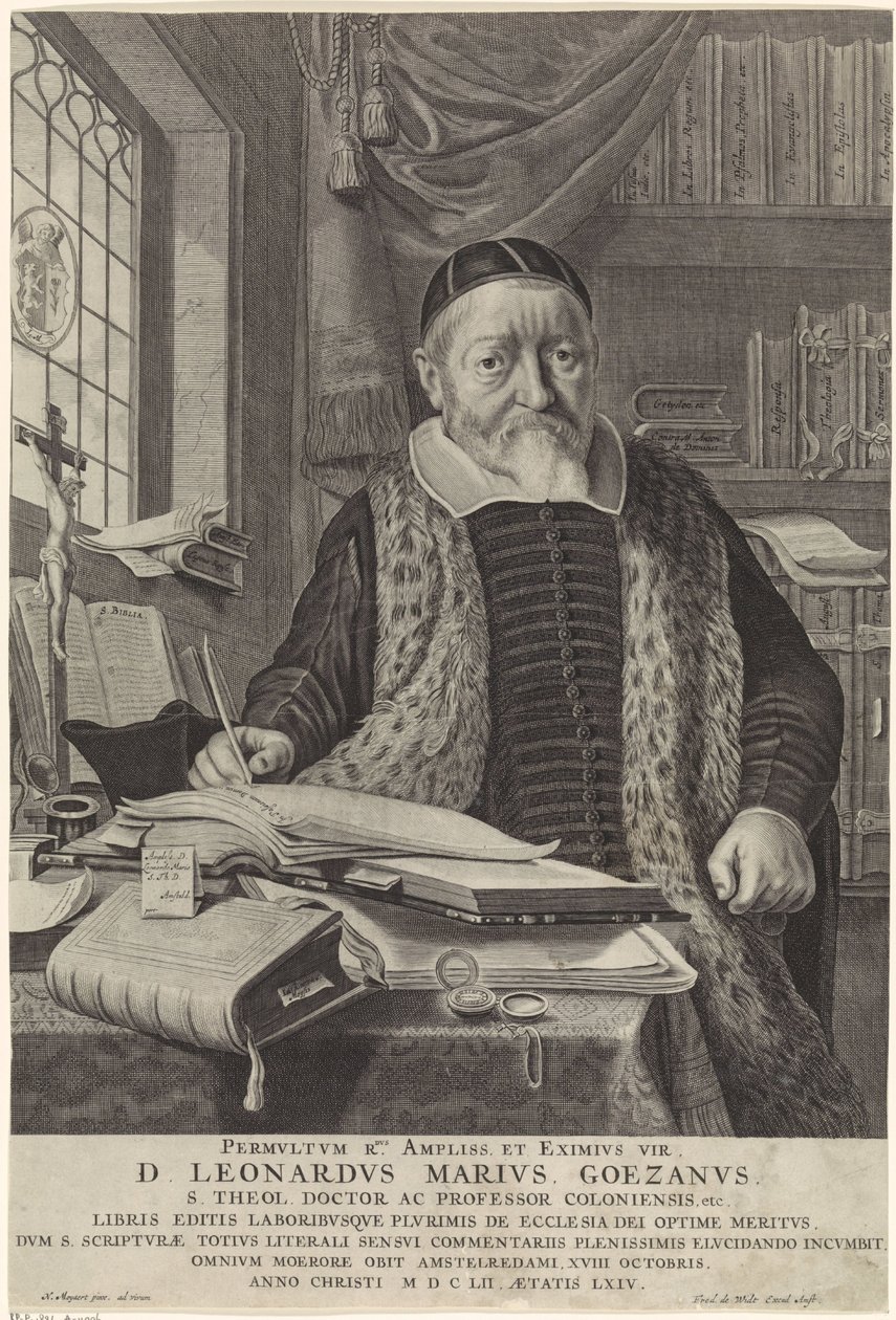 Porträtt av Leonard Marius van der Goes i en studerkammare av Theodor Matham