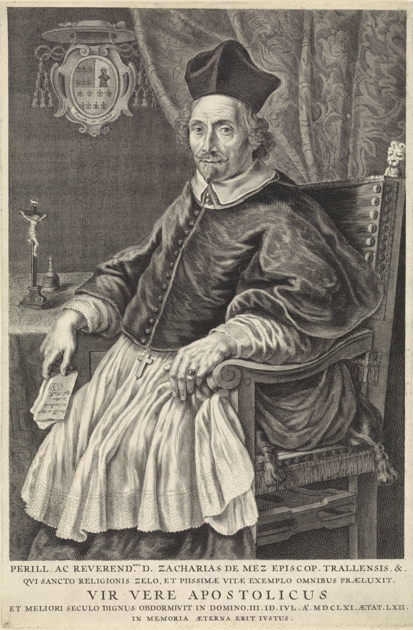 Porträtt av Zacharias de Mez, biskop av Tralles av Theodor Matham