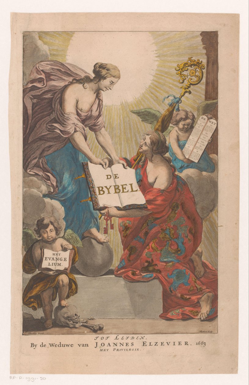 Titelsida för en bibel Bibeln (titel på objekt) av Theodor Matham