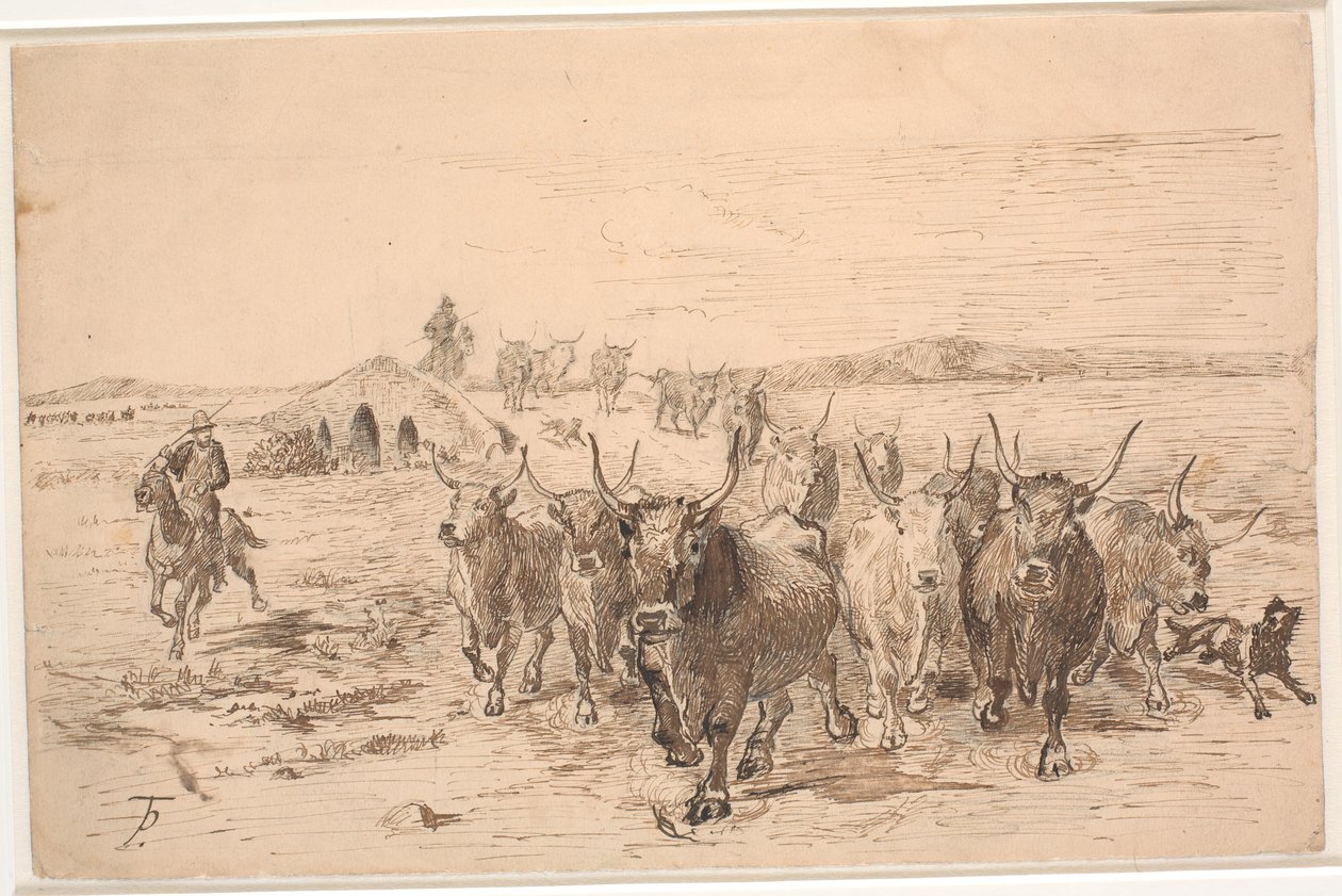 En drivande oxar i det romerska fälttåget av Theodor Philipsen