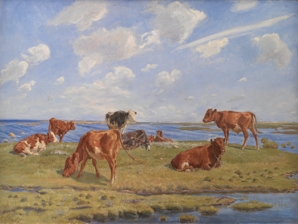 Kalvar på stranden av Theodor Philipsen