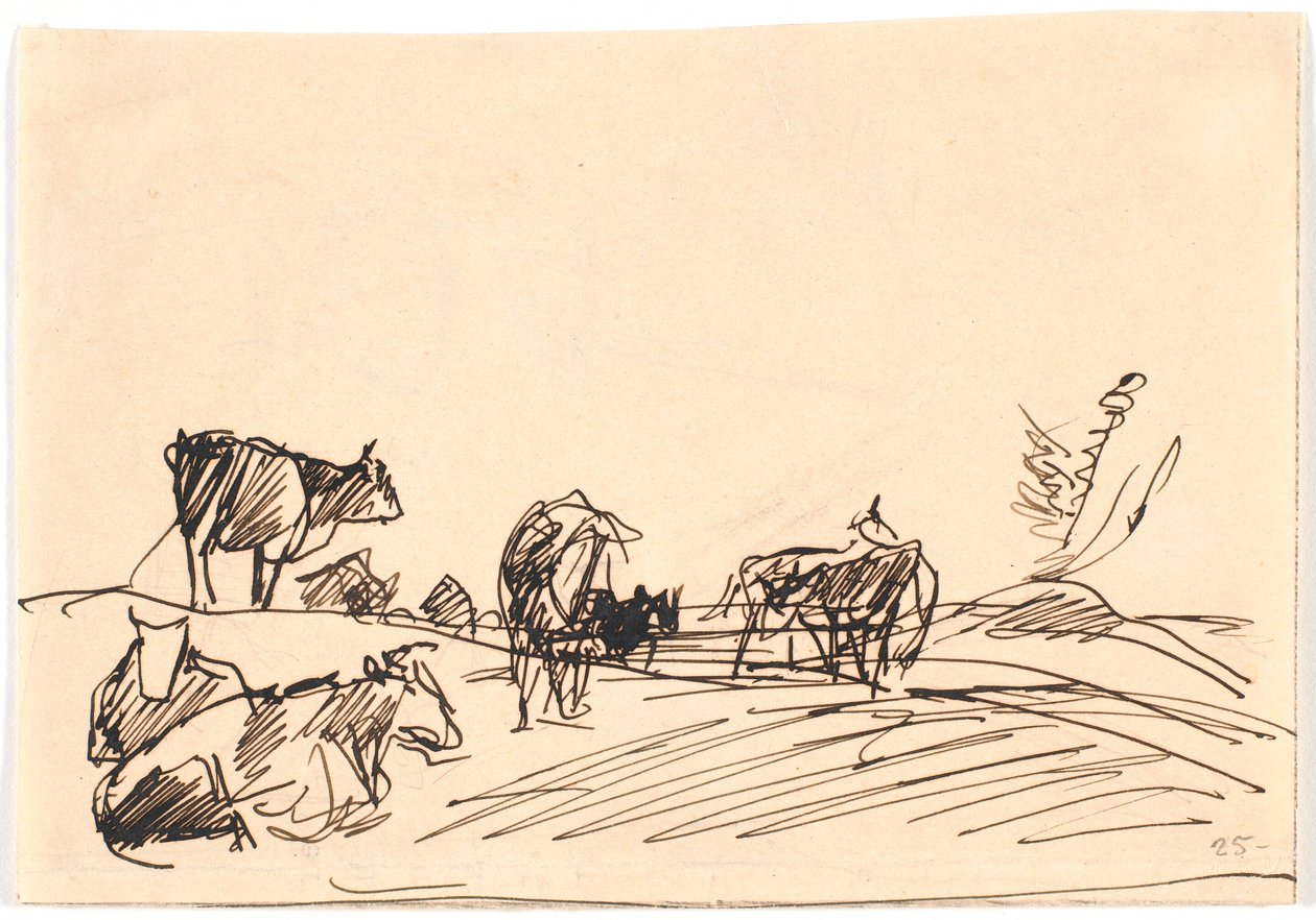 Landskap med liggande och stående kor av Theodor Philipsen