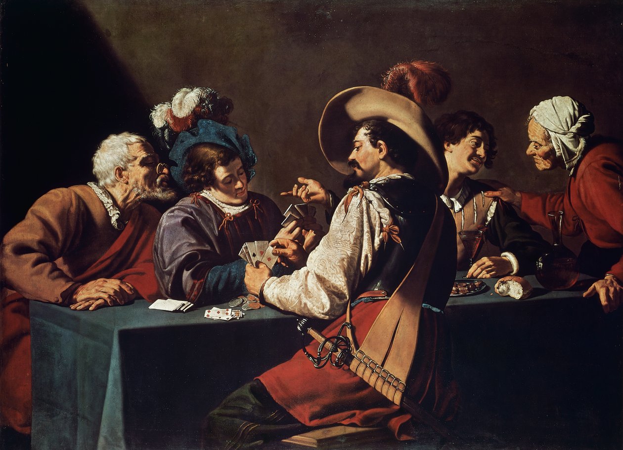 Kortspelare, av Theodor Rombouts (1597-1637), Olja på duk. Flandern av Theodor Rombouts