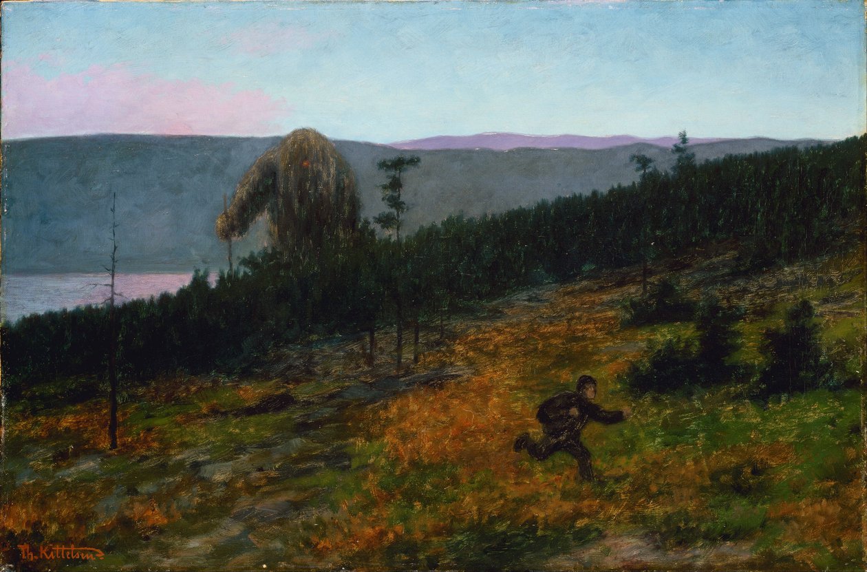 ""Askeladden et le troll"" Personnage du folklore norvegien - Peinture de Theodor Kittelsen (1857-1914) 1900 National Museum of Art, Oslo Norge av Theodor Kittelsen