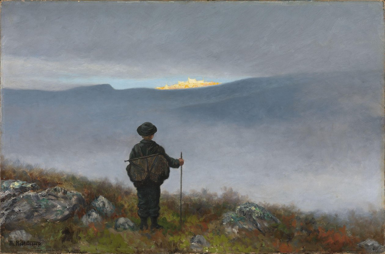 Långt, långt borta skimrade Soria Moria Palace som guld av Theodor Kittelsen