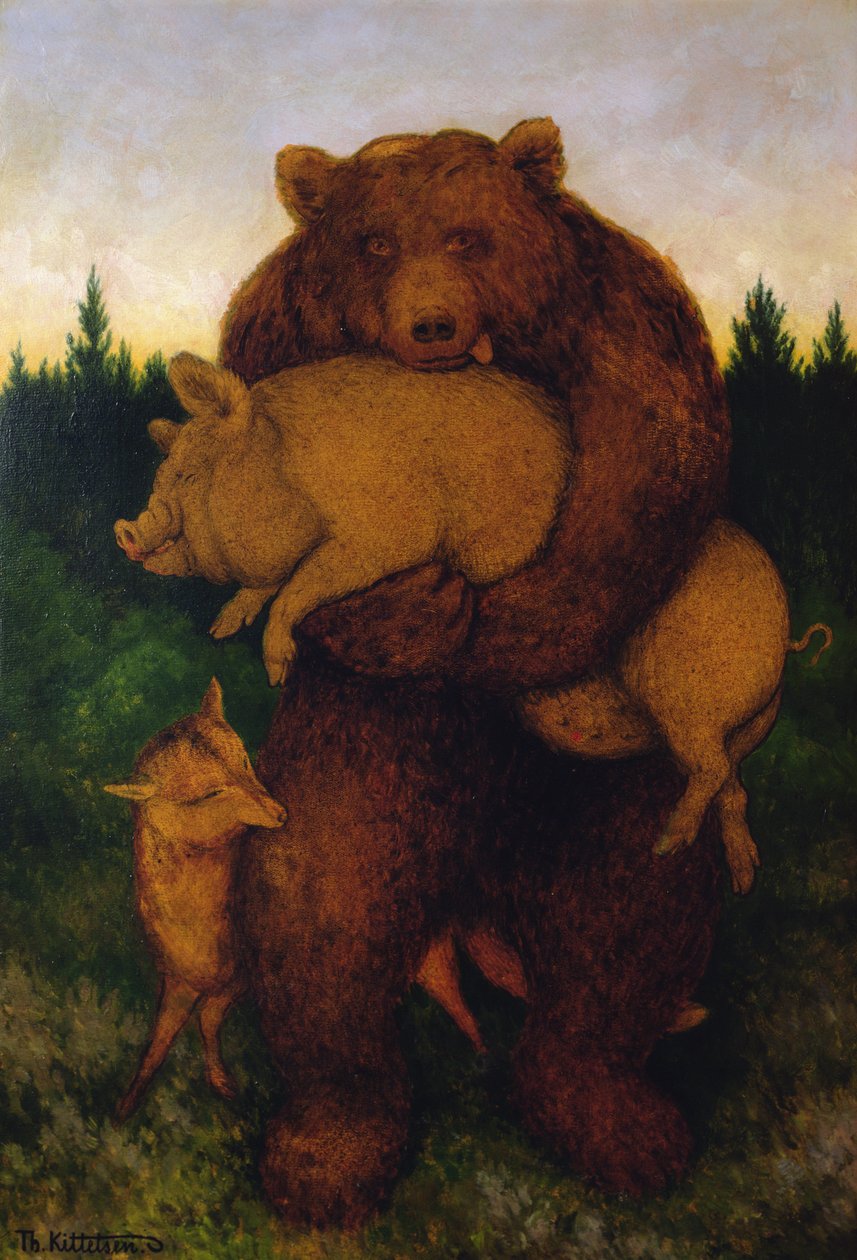 Kött, sa björnen (olja på duk) av Theodor Kittelsen