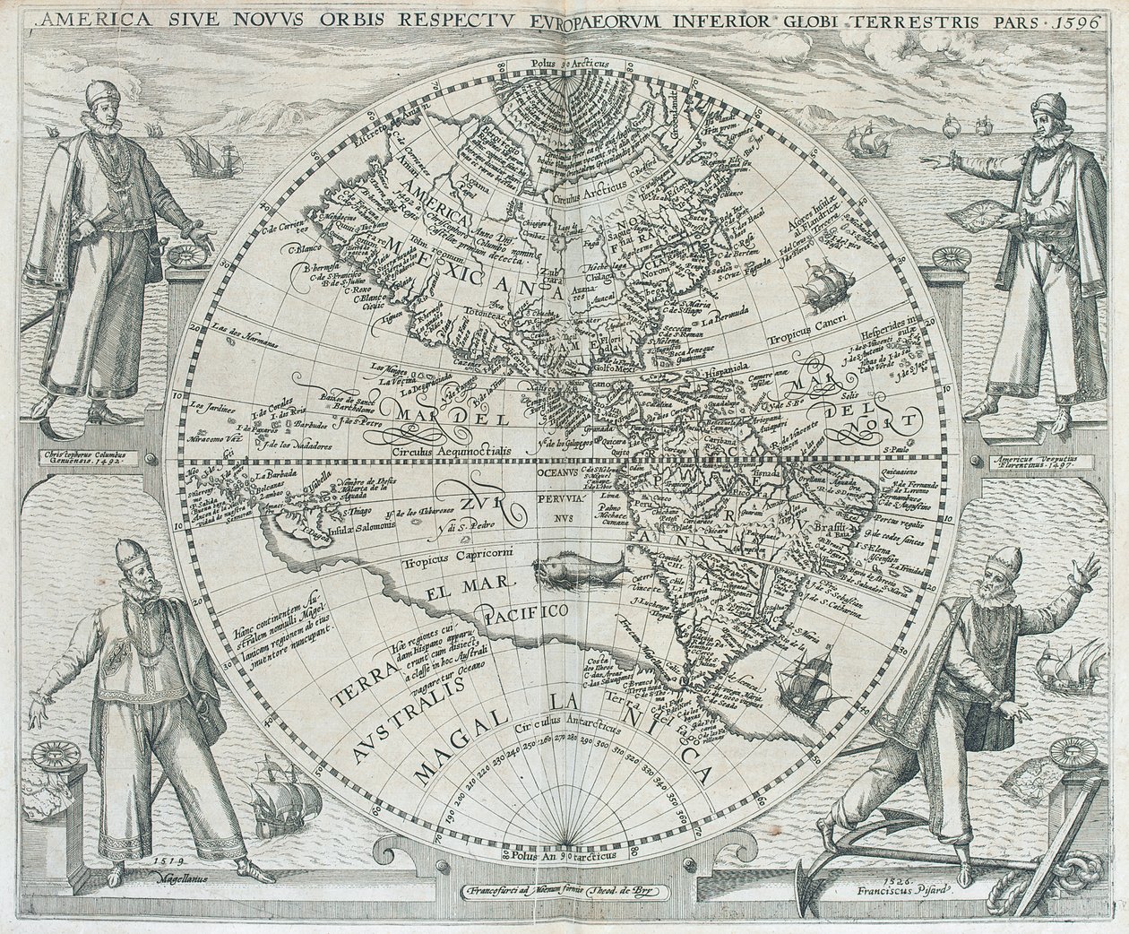 En karta över Amerika, 1590-1601 av Theodor de Bry
