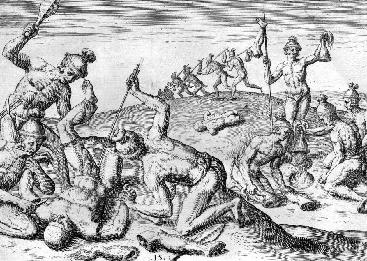 Cruauts av Potanos-indianer av Theodor de Bry