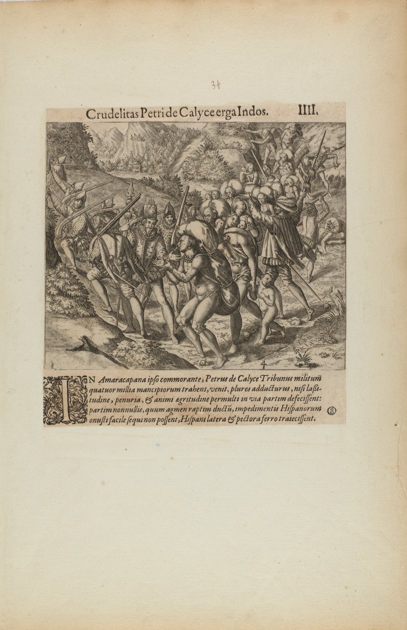 Crudelitas Petride Calyce Erga Indos. III. (från boken Americae, del fyra) av Theodor de Bry
