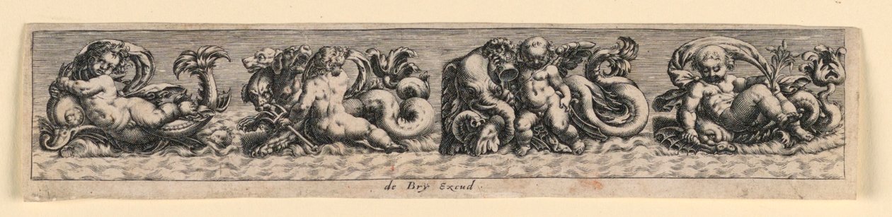 Dekorativ panel: Sea Monsters av Theodor de Bry