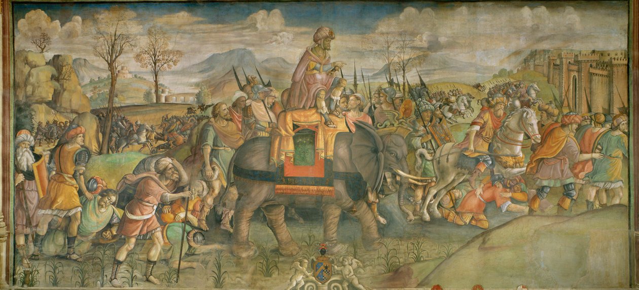 Hannibal i Italien Freskomålning ... (freskomålning) av Theodor de Bry