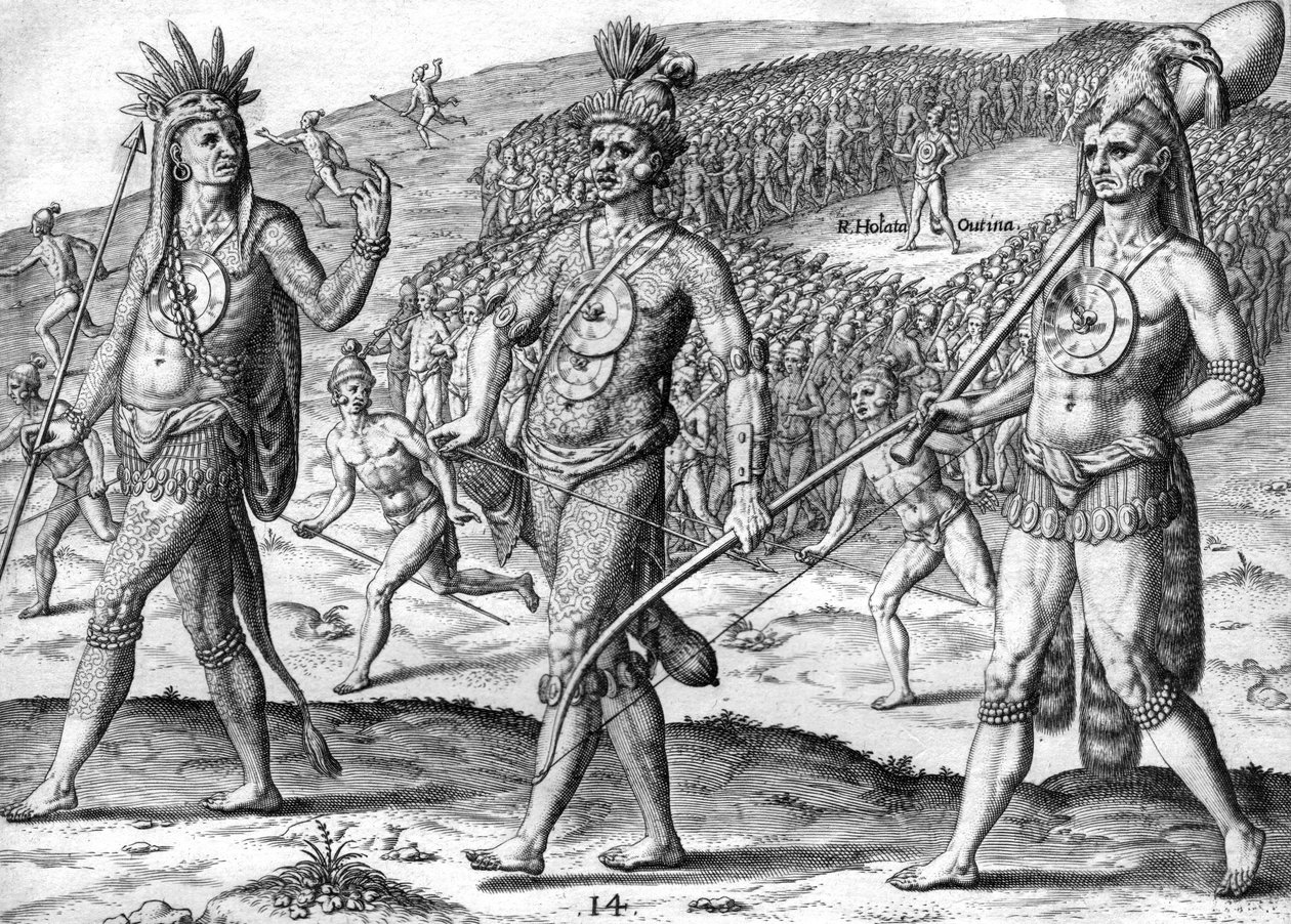 Indiska potano Utina och hennes trupper av Theodor de Bry