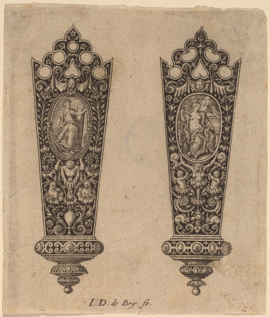Prydnad för knivhandtag av Theodor de Bry
