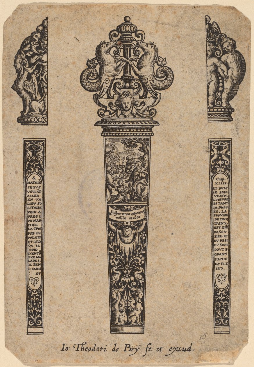 Prydnad för knivhandtag av Theodor de Bry