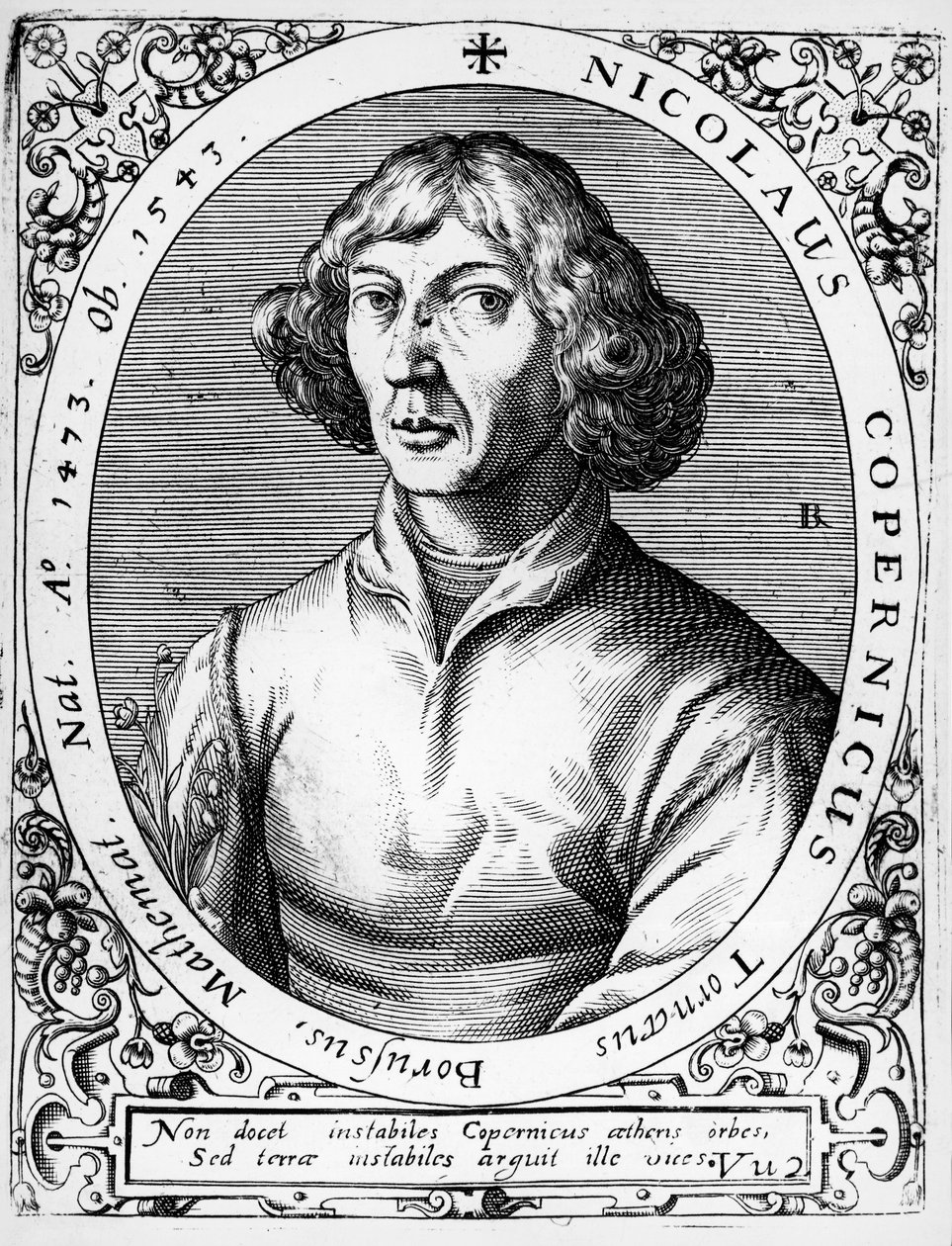 Porträtt av Mikolaj Kopernik känd som Nicolaus Copernicus (Torun av Theodor de Bry