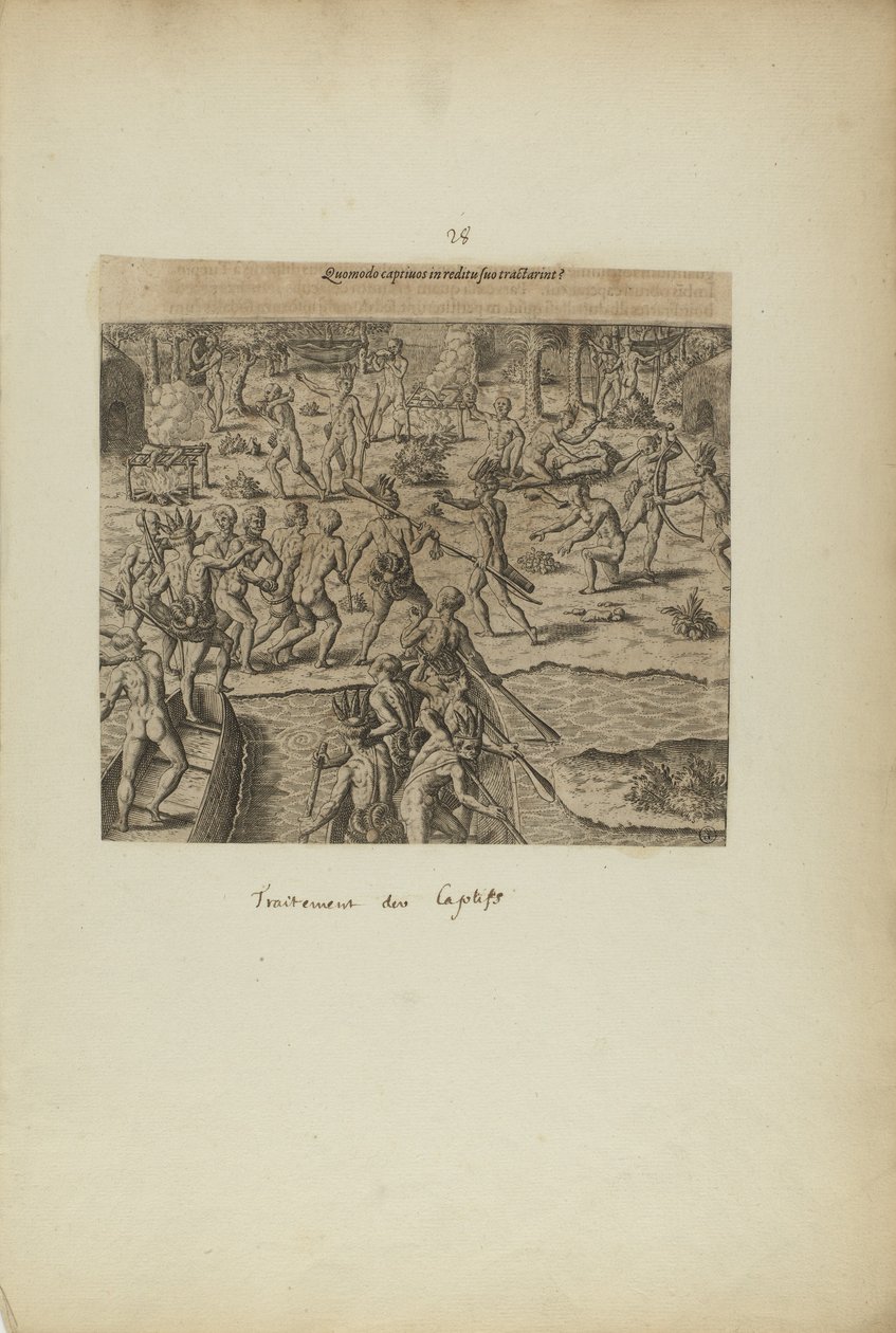 Quomodo Captivos in Reditu Suo Tractarint() (från boken Americae, del tre) av Theodor de Bry