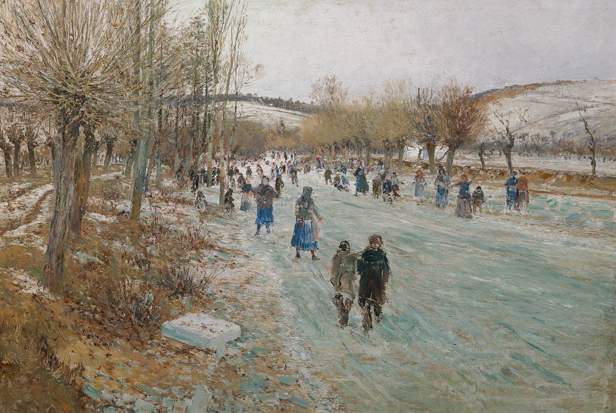 Skridskoåkare på Thaya nära Lundenburg av Theodor von Hormann