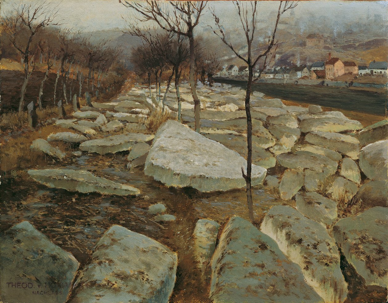 Isflak på stranden av Thaya av Theodor von Hormann