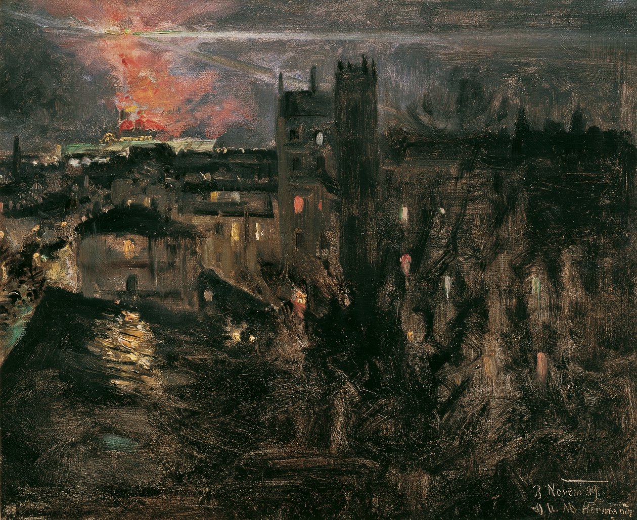 Paris på natten med Eiffeltornet av Theodor von Hormann