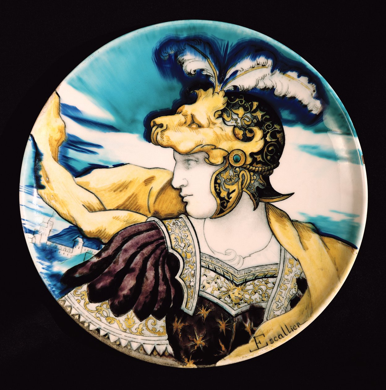 Sevres maträtt, efter Giulio Romano (1492-1546) (fajans) av Theodore and Escalier, Leon Deck