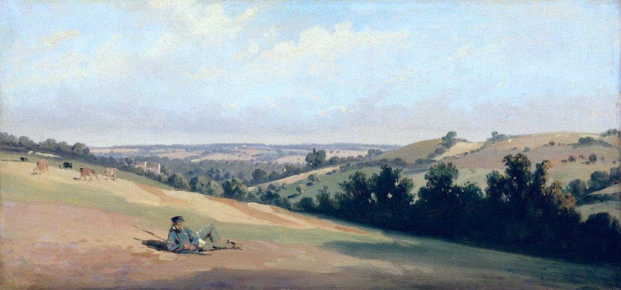 Young Man Reclining on the Downs, ca 1833-35 (olja på papper) av Theodore Caruelle d Aligny