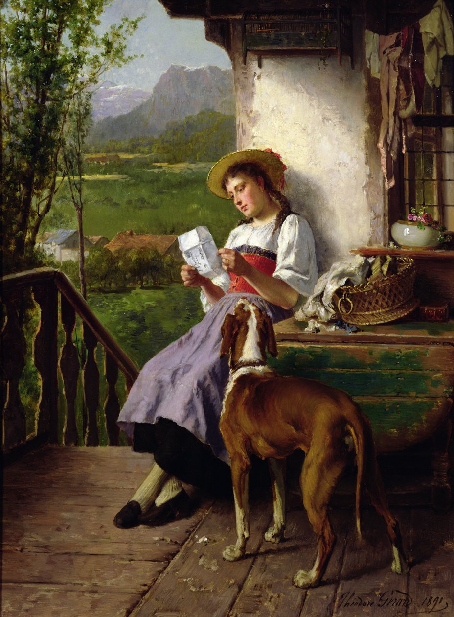 Flicka som läser ett brev, 1891 av Theodore Gerard