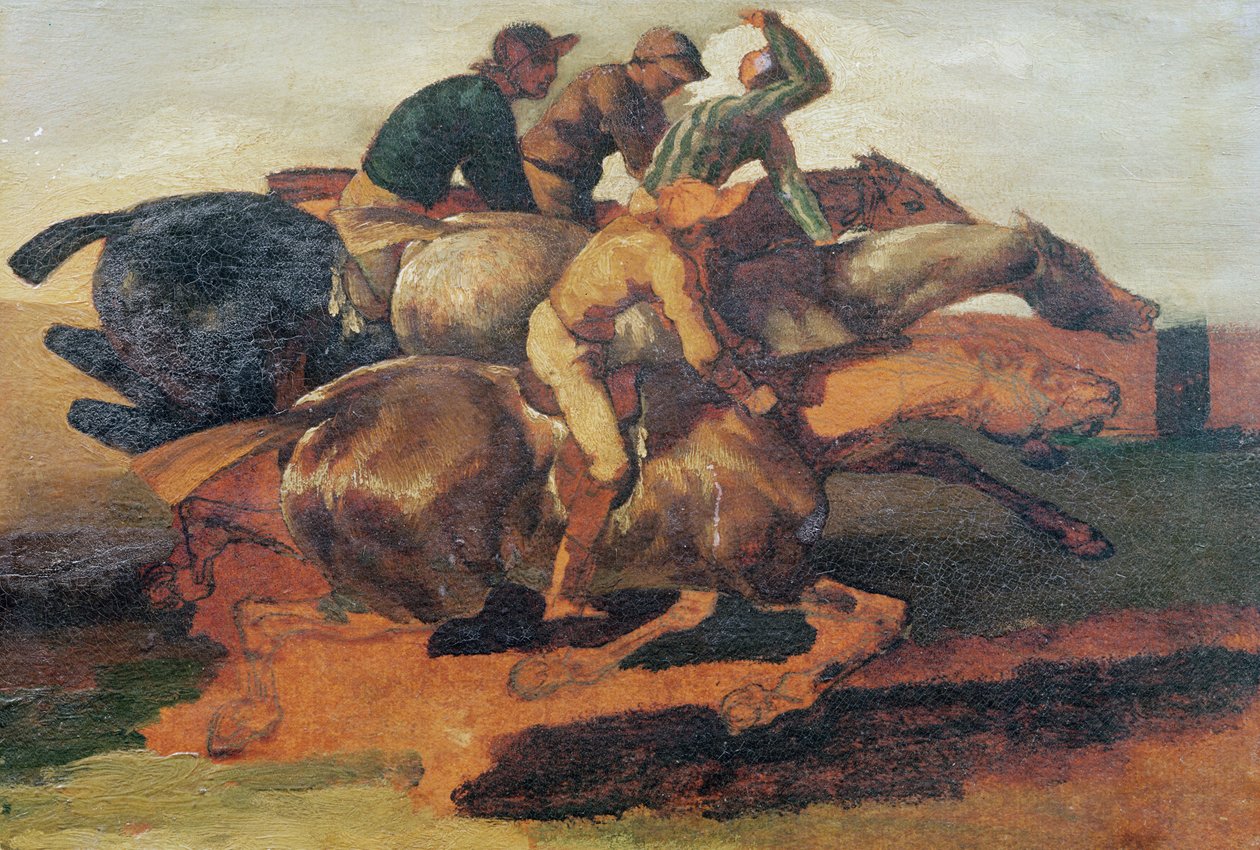 Fyra jockeys galopperande av Theodore Gericault