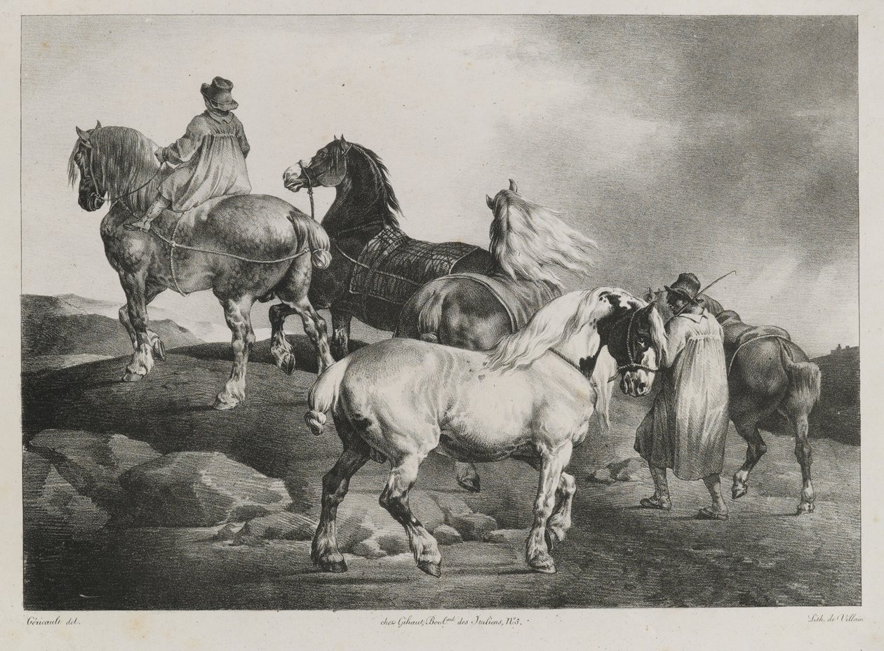 Hästar leds till mässan, 1822 av Theodore Gericault