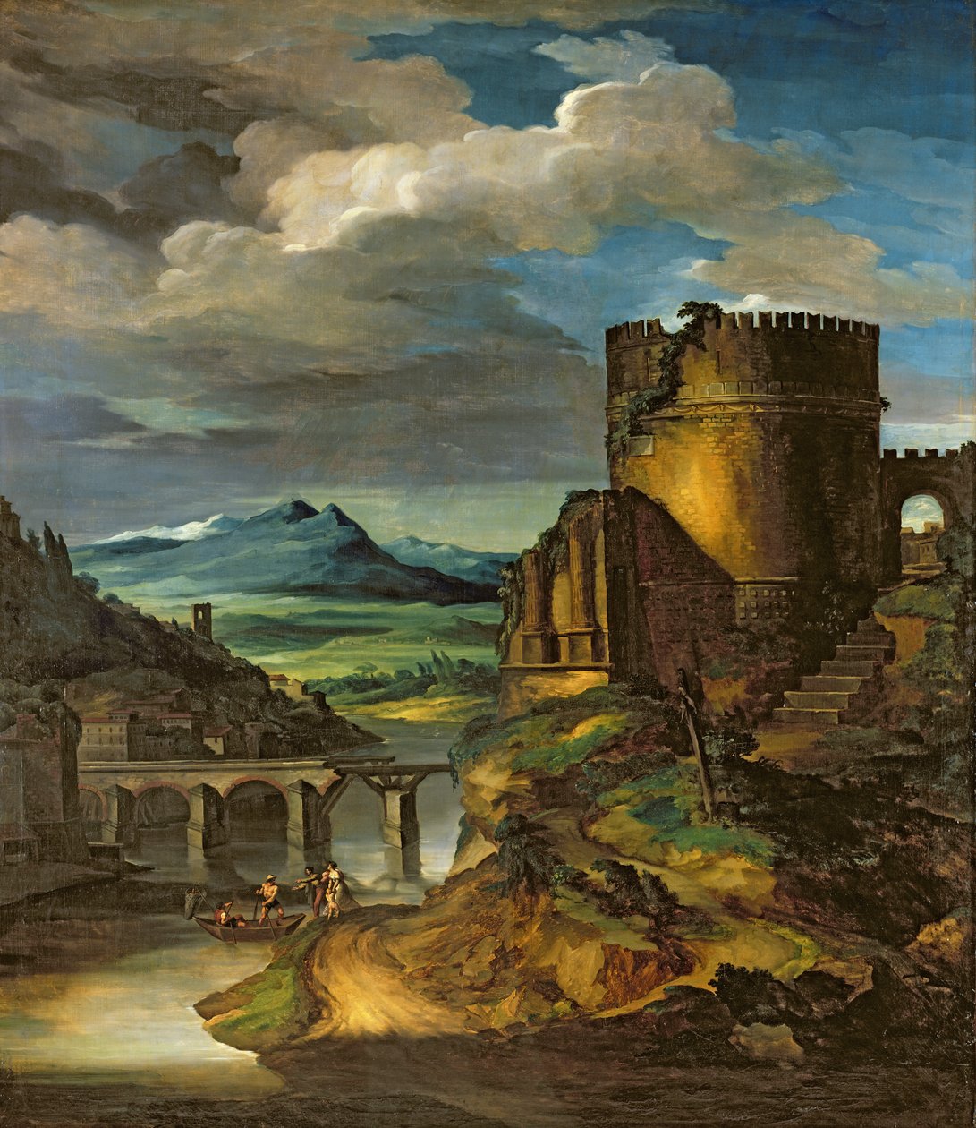 Italienskt landskap eller, landskap med en grav av Theodore Gericault