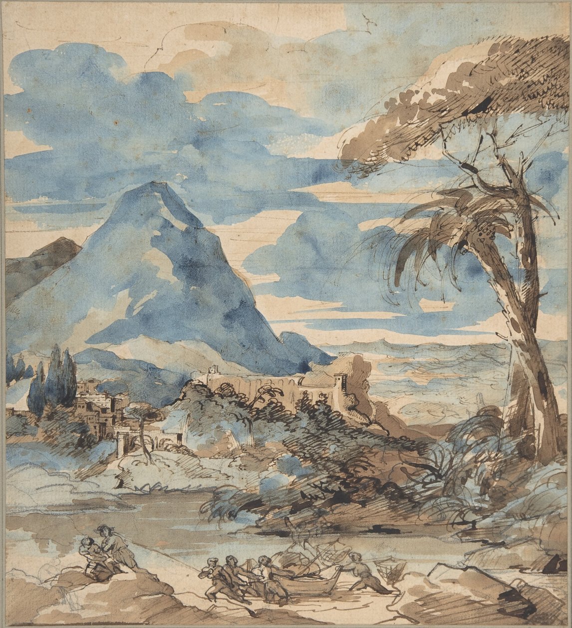 Landscape with Fishermen av Theodore Gericault