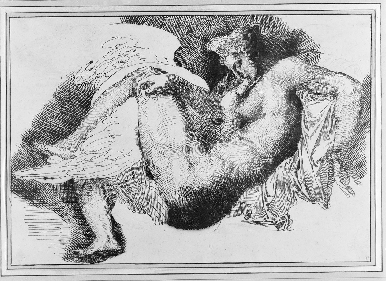 Leda, efter en teckning av Michelangelo Buonarroti (1475-1564) 1822 av Theodore Gericault