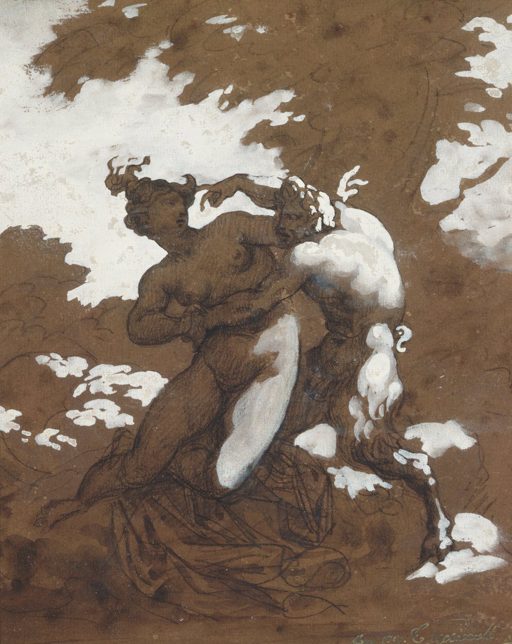 Satyr och nymf av Theodore Gericault