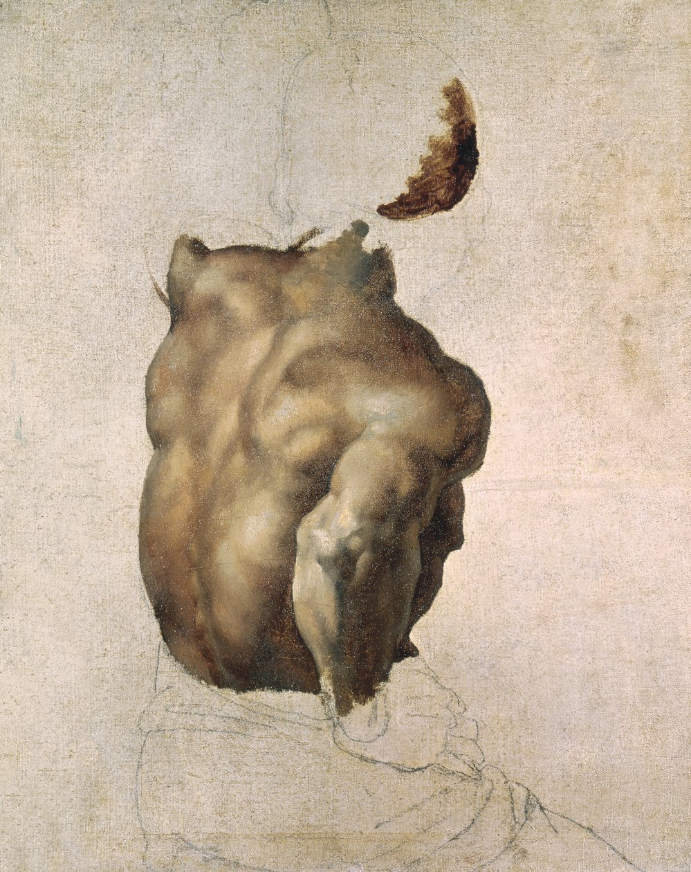 Studie av en torso för Medusas flotte, 1818 av Theodore Gericault