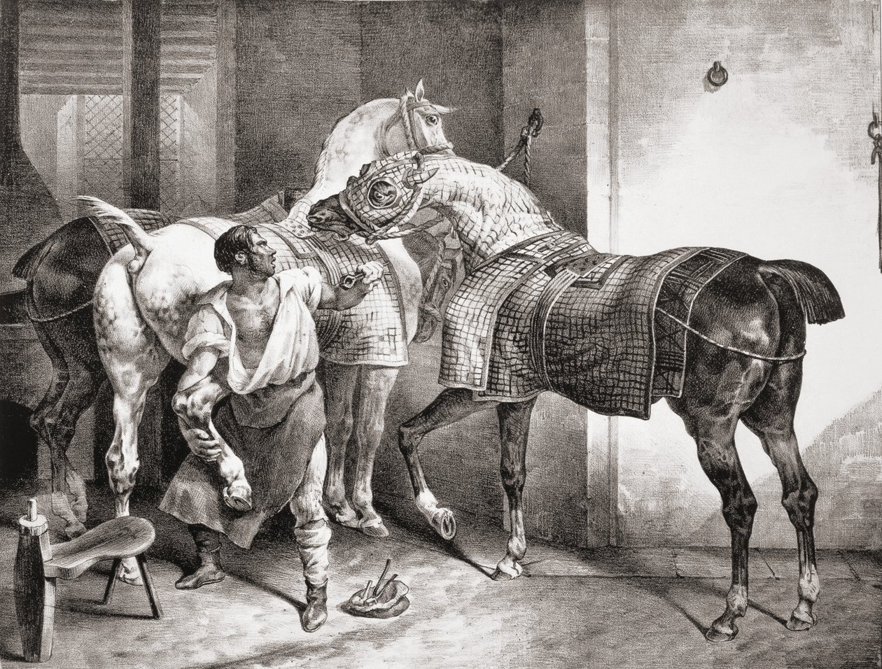 Hovmästaren, från Etudes de Cheveaux, 1822 av Theodore Gericault